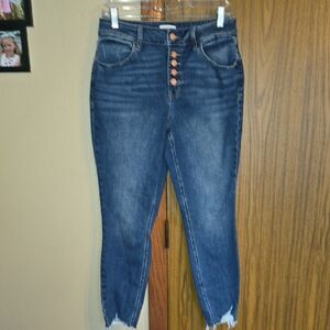 Maurices Dark Blue Ankle Jeans with Button Detail